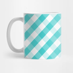 Turquoise Blue and White Check Gingham Plaid Mug